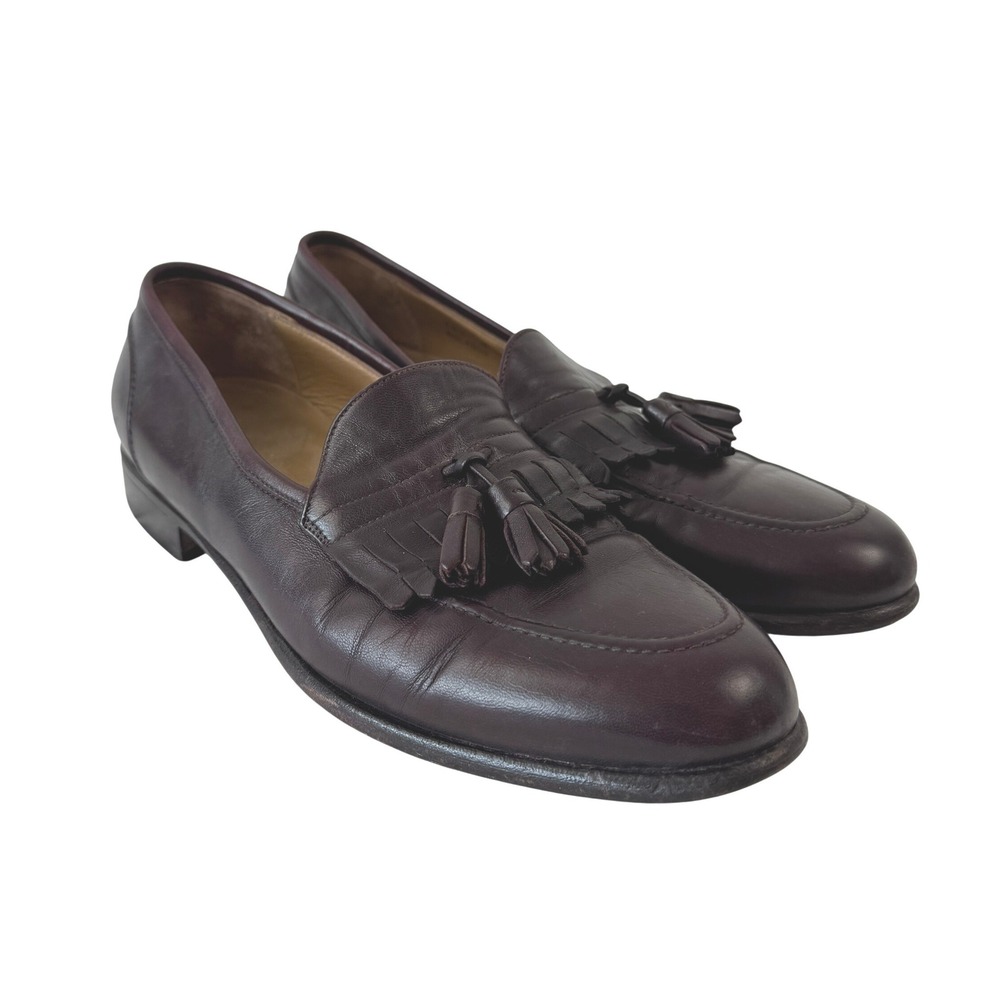 Nordstrom Rolando Mens 10.5 D Burgundy‎ Leather Tassel Kiltie Loafers Italy Flex